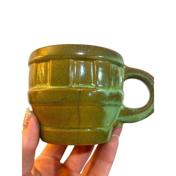 Frankoma Pottery Prairie Green Wagon Wheel Tea Cup Saucer Set of 3 94C 94E READ - Picture 3 of 9